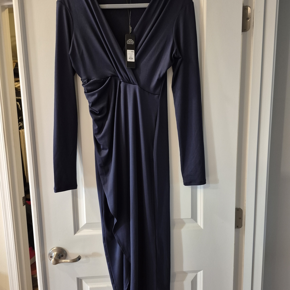 Fashion Nova Deep Blue Long Sleeve Dress
